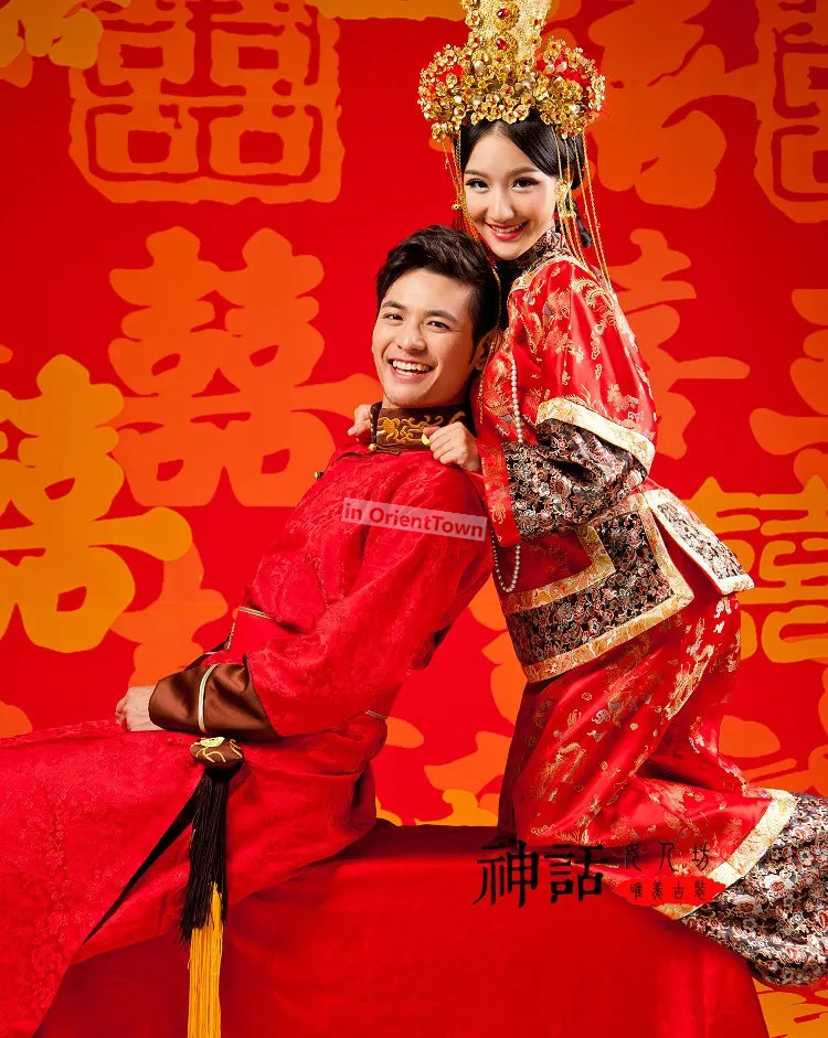 Men'S Grooming Studio - Bride groom Qing Dynasty wedding Robe