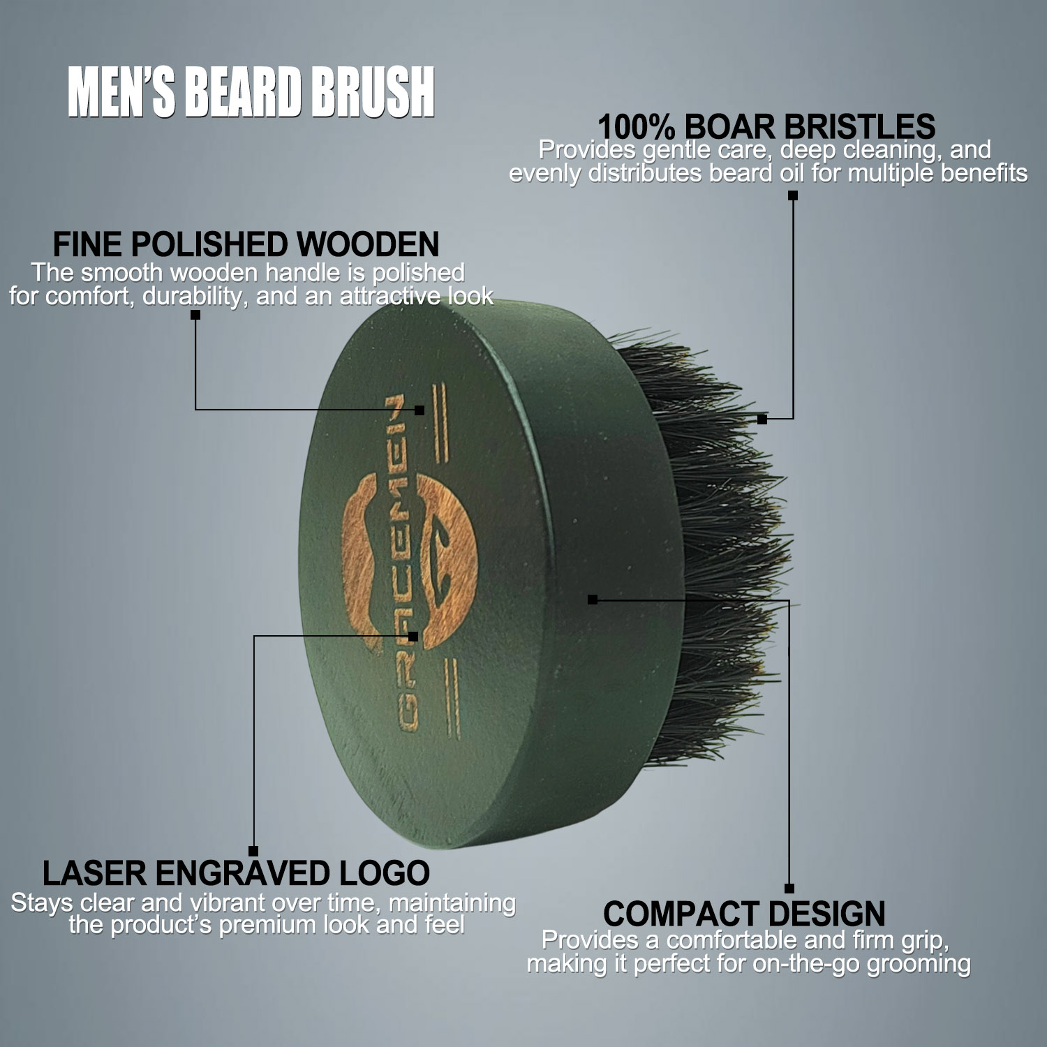Round Beard Brush for Men – 10 - Men'S Grooming Oil recension och pris