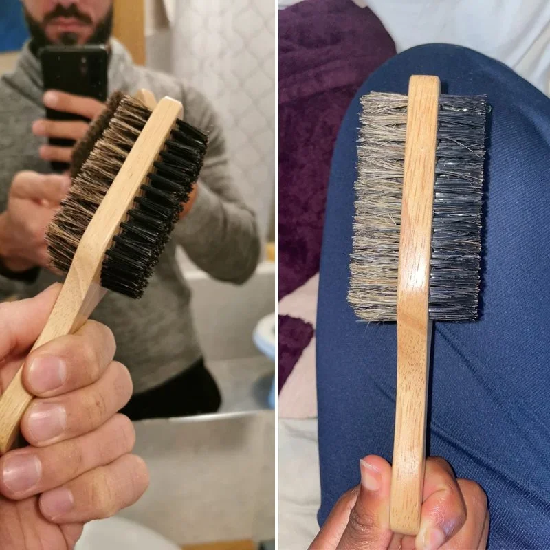 Beard Brush with Natural Woode - Men'S Grooming Oil recension och pris