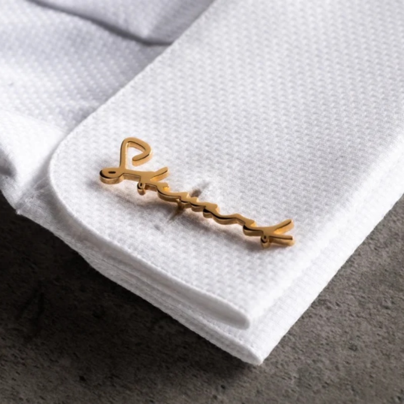 Custom Name Cufflinks 18K Gold - Men'S Grooming For Wedding recension och pris