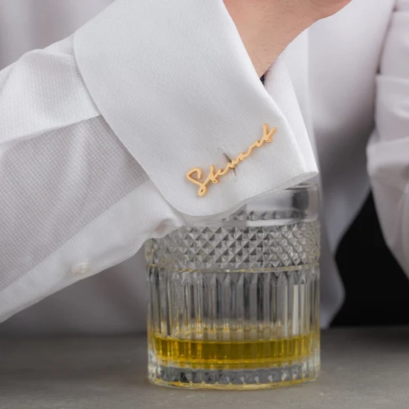 Custom Name Cufflinks 18K Gold - Men'S Grooming For Wedding recension och pris