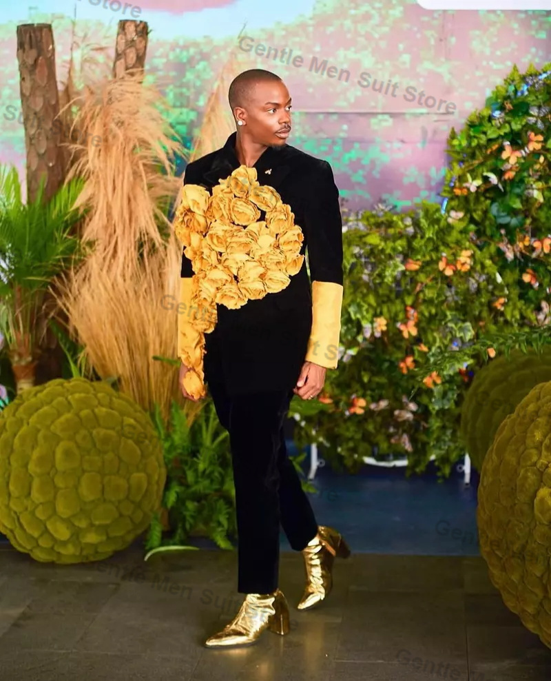 Yellow Black Men Suits Set 2 P - Men'S Grooming For Wedding recension och pris