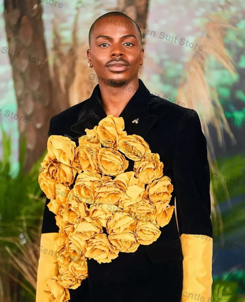 Yellow Black Men Suits Set 2 P - Men'S Grooming For Wedding recension och pris